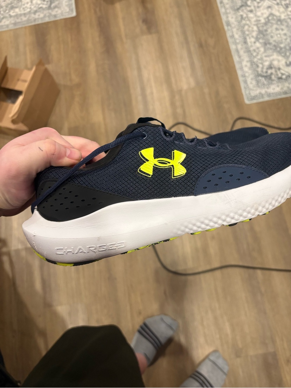 Under Armour Kids' Navy and Neon Yellow Lightweight Sneakers